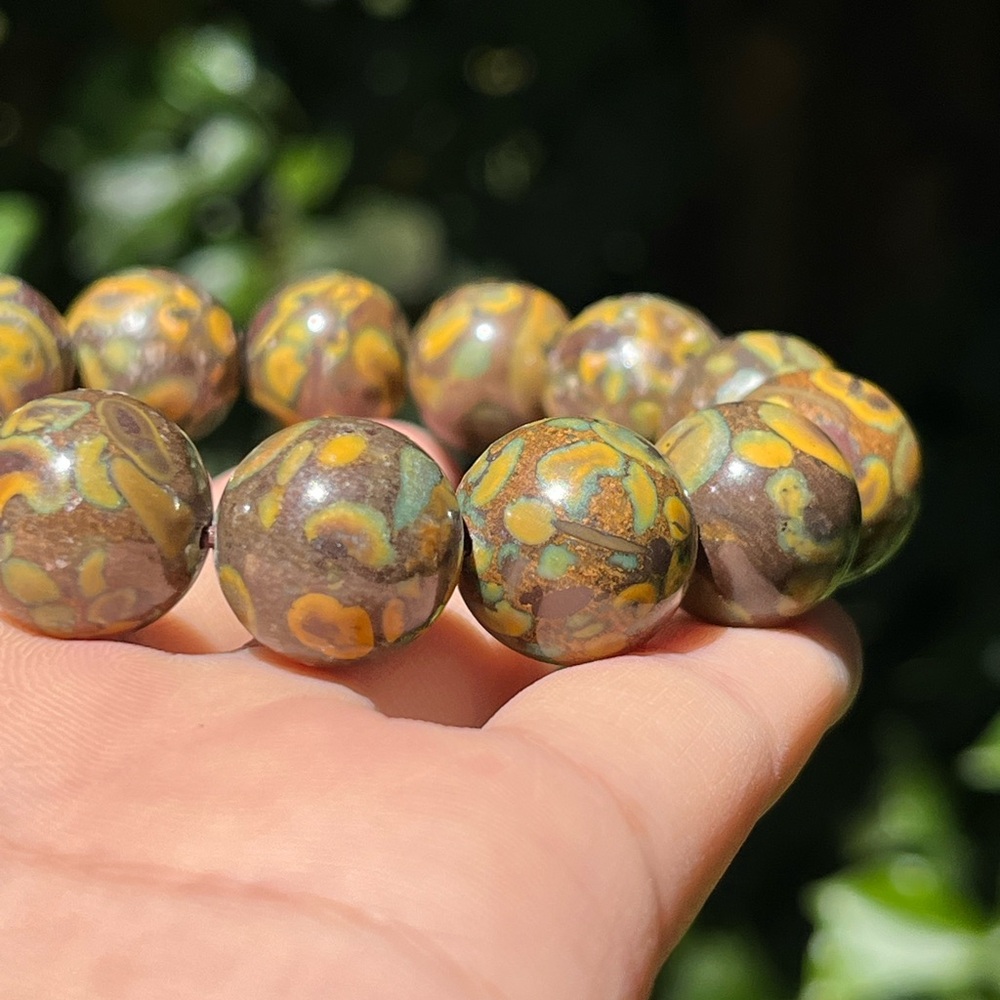15.5mm chunky stretchable fruit jasper bracelet
